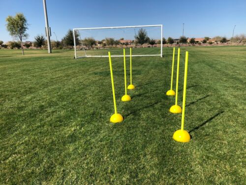 Cones for stakes for a goalkeeper drill