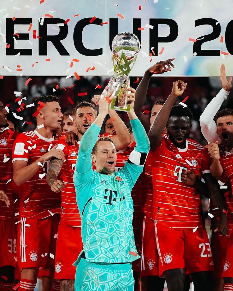 Lifting a trophy with Bayern Munich